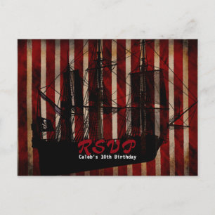 Pirate Ship Grunge Geburtstagsparty UAWG Postcard Einladungspostkarte