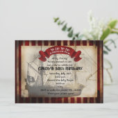 Pirate Ship Grungy Grunge Party Einladung (Stehend Vorderseite)