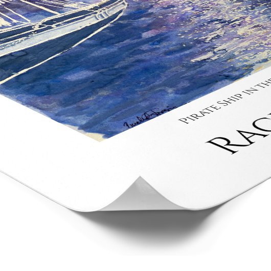 Pirate Ship in the Moonlight Poster (Ecke)