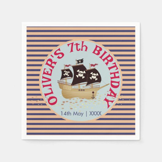 Pirate Ship Kindergeburtstag Party Serviette (Vorderseite)