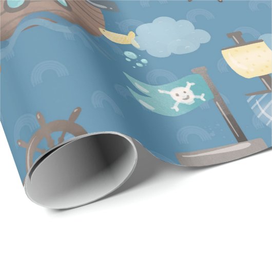 Pirate Ship Muster Geschenkpapier (Rolleneckpunkt)
