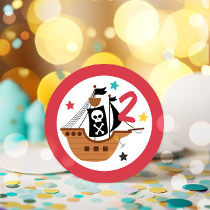 Pirate Ship Pirate Treasure Geburtstagspartei Runder Aufkleber