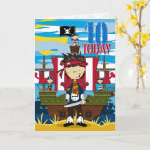 Pirate Ship Scene 10. Geburtstag Card Karte (Gelbe Blume)