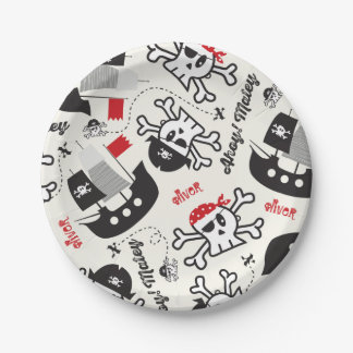 Pirate Ship Skulls Boy Birthday Party Custom Name Pappteller