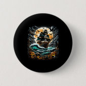 Pirate Ship Storm Halloween Boat Captain Boating R Button (Vorderseite)