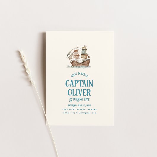 Pirate Ship Treasure Birthday Invite Einladung