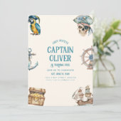 Pirate Ship Treasure Birthday Invite Einladung (Stehend Vorderseite)