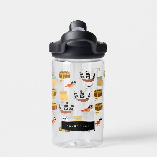 Pirate Ship Treasure Chest Theme Pattern School Trinkflasche (Rückseite)