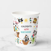 Pirate Ship Treasure Geburtstagspartei Pappbecher (Rückseite)