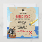 Pirate Ship Treasure Hunt Ahoy Matey Birthday Einladung (Vorderseite)