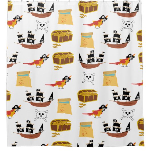 Pirate Ship Treasure Thest Muster Duschvorhang (Vorderseite)