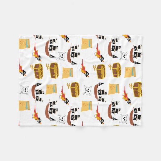 Pirate Ship Treasure Thest Muster Fleecedecke (Vorderseite (Horizontal))