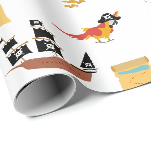Pirate Ship Treasure Thest Muster Geschenkpapier (Rolleneckpunkt)