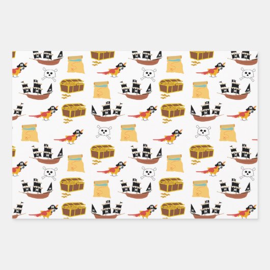 Pirate Ship Treasure Thest Muster Geschenkpapier Set (Vorderseite 3)