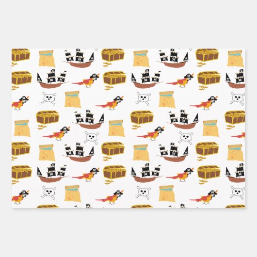 Pirate Ship Treasure Thest Muster Geschenkpapier Set (Vorderseite)