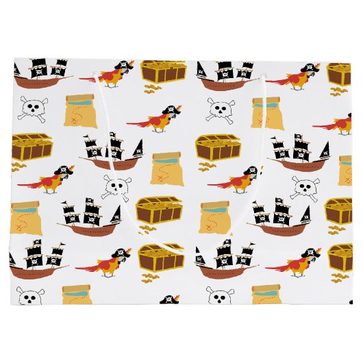 Pirate Ship Treasure Thest Muster Große Geschenktüte (Rückseite)