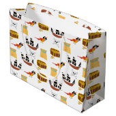 Pirate Ship Treasure Thest Muster Große Geschenktüte (Rückseite Schrägansicht)