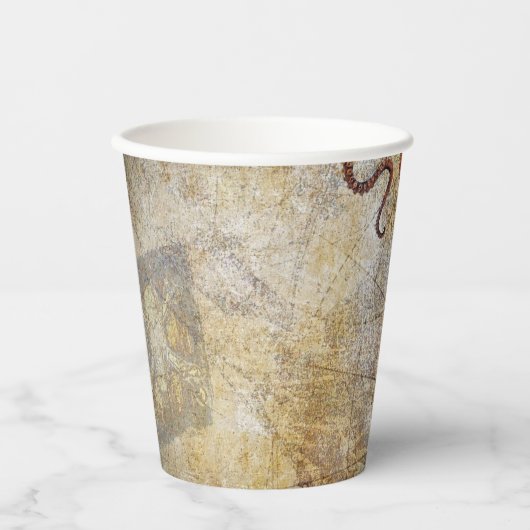 Pirate Skeleton auf der Beach Birthday Party Pappbecher (Vorderseite)