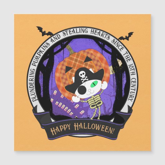 Pirate Skeleton Cat Magnetkarte (Vorderseite)