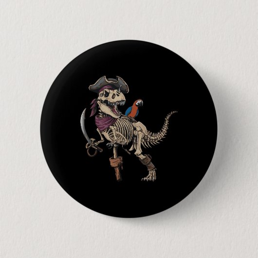 Pirate Skeleton Dinosaur T Rex Funny Tyrannosaurus Button (Vorderseite)