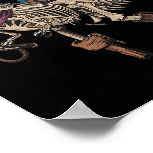Pirate Skeleton Dinosaur T Rex Funny Tyrannosaurus Poster (Ecke)