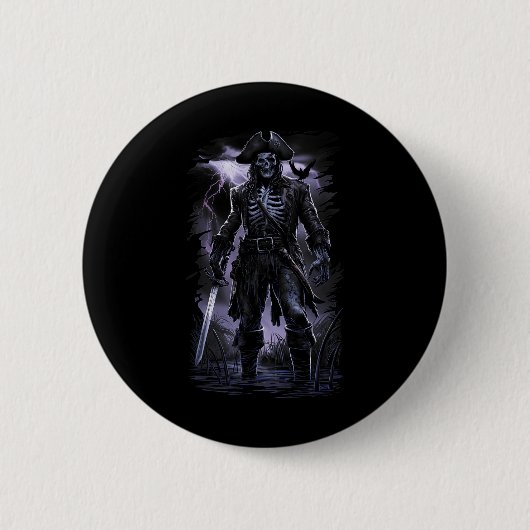 Pirate Skeleton Ghost Ship Halloween Kostüm Party Button (Vorderseite)