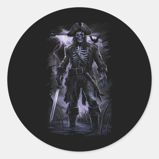 Pirate Skeleton Ghost Ship Halloween Kostüm Party Runder Aufkleber (Vorderseite)
