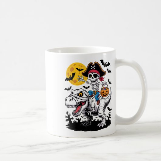 Pirate Skeleton Halloween T Rex Candy Dinosaur Shi Kaffeetasse (Rechts)