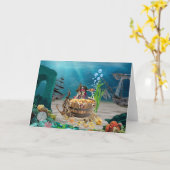 PIRATE SKELETON IN EINEM BARREL KARTE (Gelbe Blume)