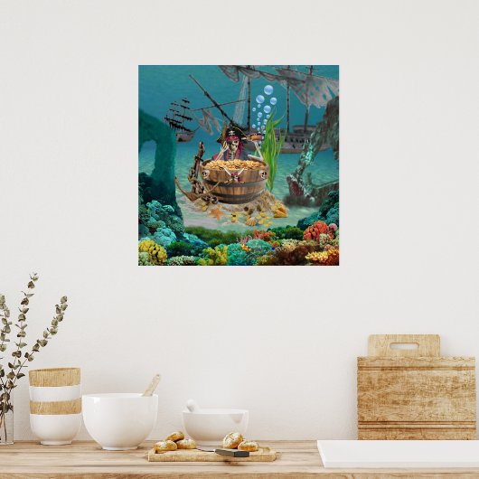 PIRATE SKELETON IN EINEM BARREL POSTER (Küche)