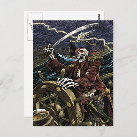 Pirate Skeleton Postcard Postkarte (Vorne/Hinten)