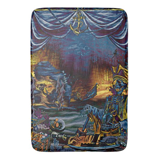 Pirate Skeleton Schatz Im Comic Badematte (Vorderseite Vertikal)