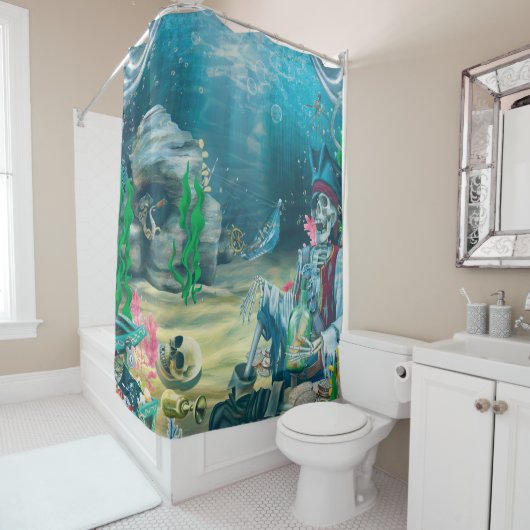 Pirate Skeleton Schatz im Meer Duschvorhang (Beispiel)