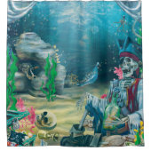Pirate Skeleton Schatz im Meer Duschvorhang (Vorderseite)