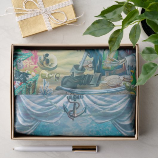 Pirate Skeleton Schatz Unterseegebiet Party Seidenpapier (Geschenk)