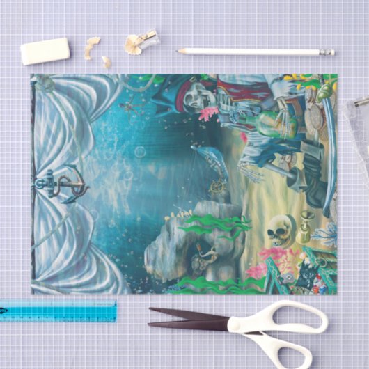 Pirate Skeleton Schatz Unterseegebiet Party Seidenpapier (Handwerk)