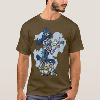 Pirate Skeleton Skull Power Music Plays Violin T-S T-Shirt