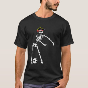 Pirate Skeleton Soccer Halloween Hemd Flossing D T-Shirt