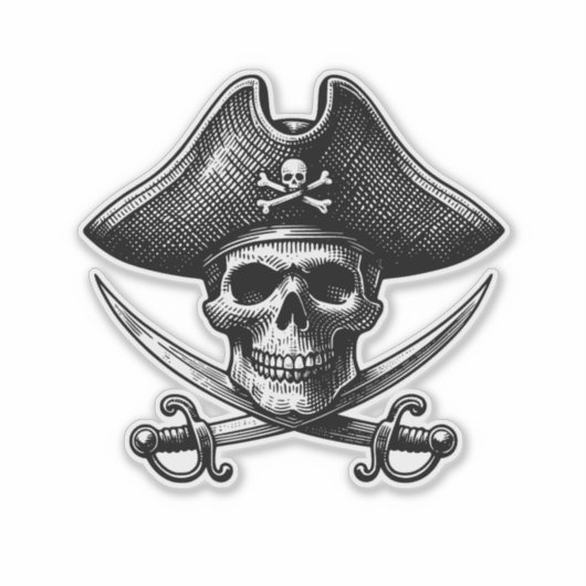Pirate Skeleton Sticker – Spooky Fun Design (Vorderseite)