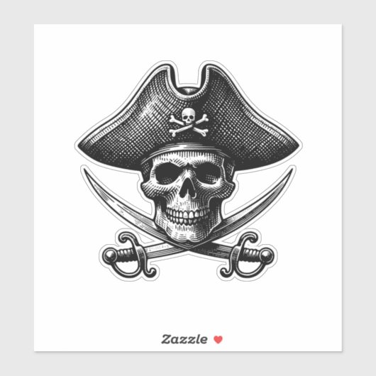 Pirate Skeleton Sticker – Spooky Fun Design (Blatt)