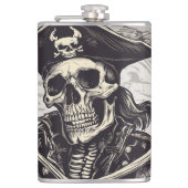 Pirate Skeleton Vinyl Wrapped Flask Flachmann (Vorderseite)