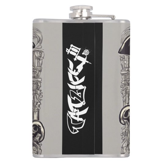 Pirate Skeleton Vinyl Wrapped Flask Flachmann (Rückseite)