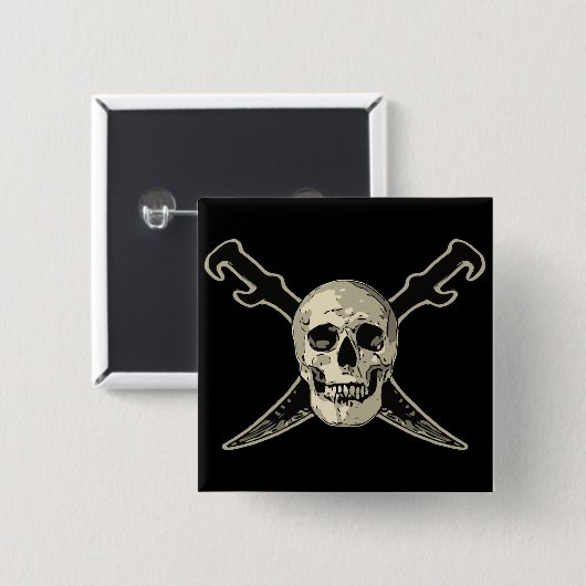 Pirate (Skull) - 2 Zoll Square Button  (Vorne & Hinten)