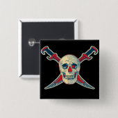 Pirate (Skull) - 2 Zoll Square Button  (Vorne & Hinten)