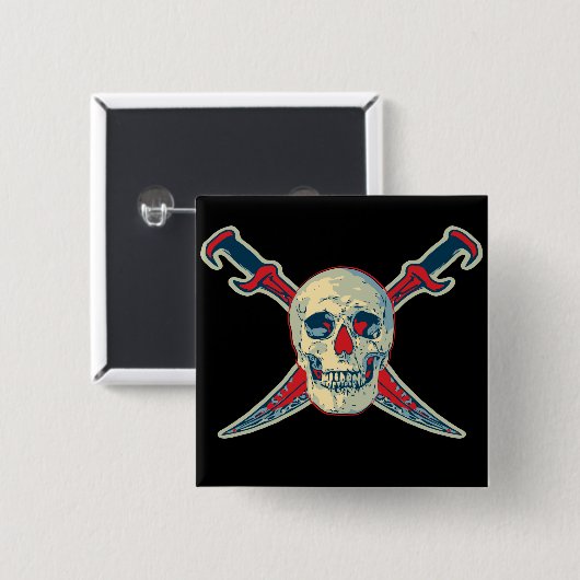 Pirate (Skull) - 2 Zoll Square Button  (Vorne & Hinten)