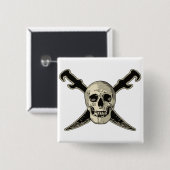 Pirate (Skull) - 2 Zoll Square Button (Vorne & Hinten)