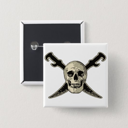 Pirate (Skull) - 2 Zoll Square Button  (Vorne & Hinten)
