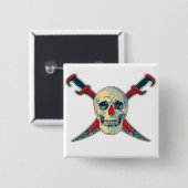 Pirate (Skull) - 2 Zoll Square Button (Vorne & Hinten)