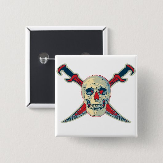 Pirate (Skull) - 2 Zoll Square Button  (Vorne & Hinten)