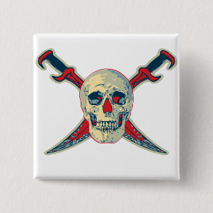 Pirate (Skull) - 2 Zoll Square Button 